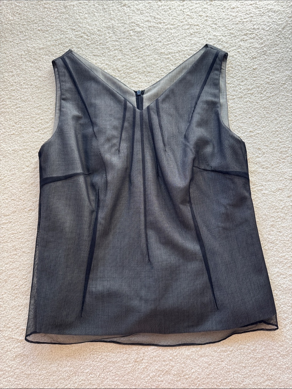 Vintage Laurel Black Sleeveless V-Neck Sheer Overlay Top